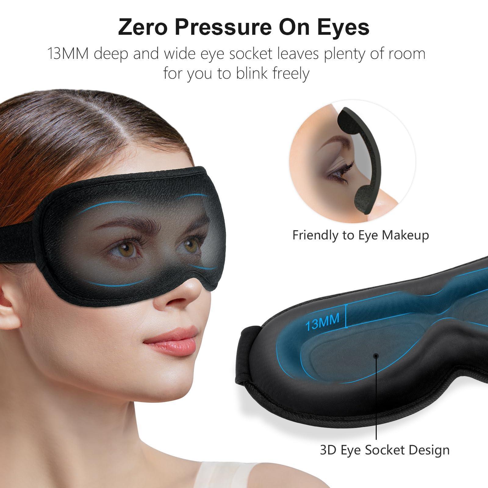 Gritin Antifaz para Dormir para Mujer y Hombre, 100% Anti-Luz Máscara de Dormir Sin Presión Ocular - Diseño Ergonomico 3D para Las Pestañas y Los Movimientos Oculares, Ultrasuave & Cómodo Sleep Mask - Natural Sleep