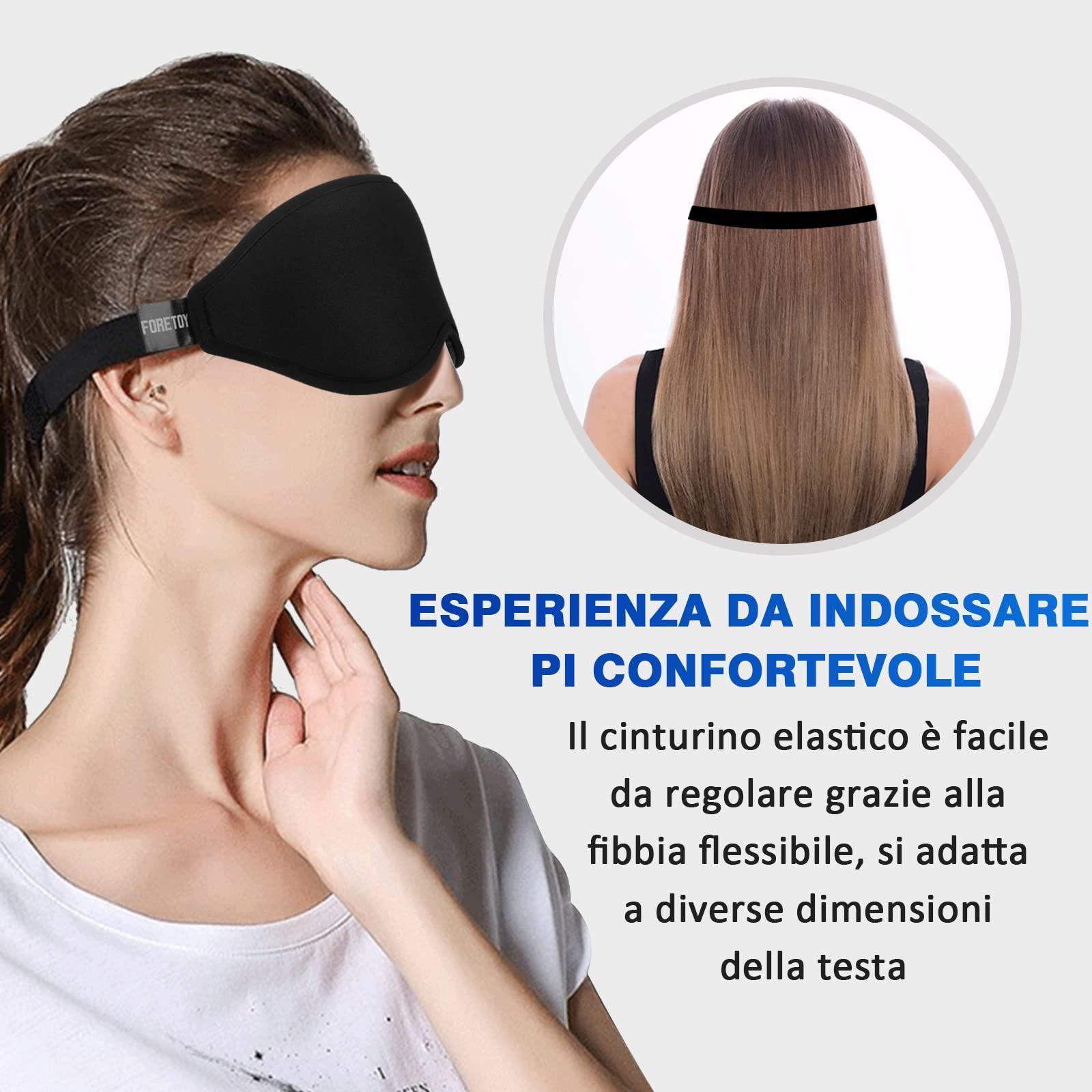 Mascherina per Dormire, Mascherina Occhi per Dormire per Donna Uomo, Sleep Mask, Mascherina Sonno 100% Bloccare la Luci, Viaggio, Lavoro a Turni - Natural Sleep