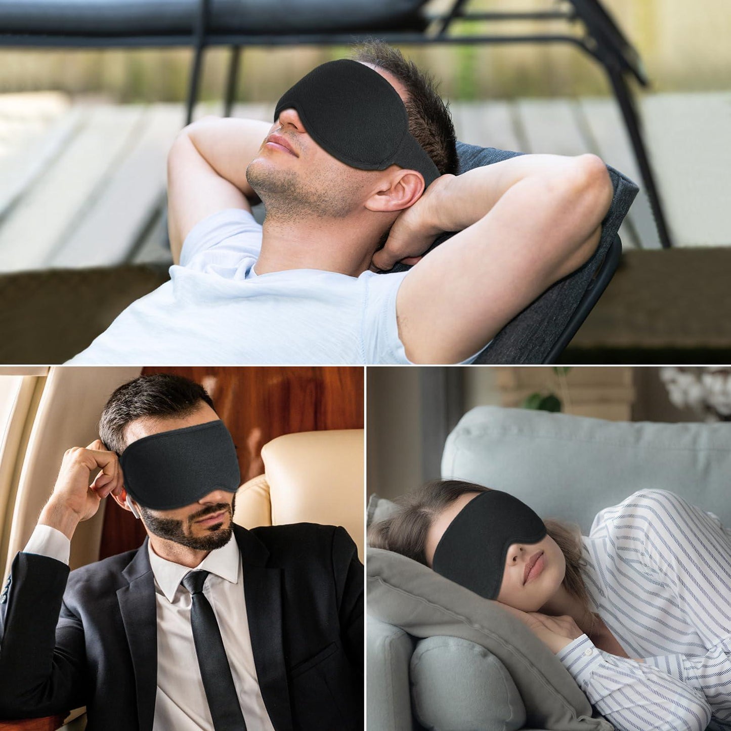 Gritin Antifaz para Dormir para Mujer y Hombre, 100% Anti-Luz Máscara de Dormir Sin Presión Ocular - Diseño Ergonomico 3D para Las Pestañas y Los Movimientos Oculares, Ultrasuave & Cómodo Sleep Mask - Natural Sleep