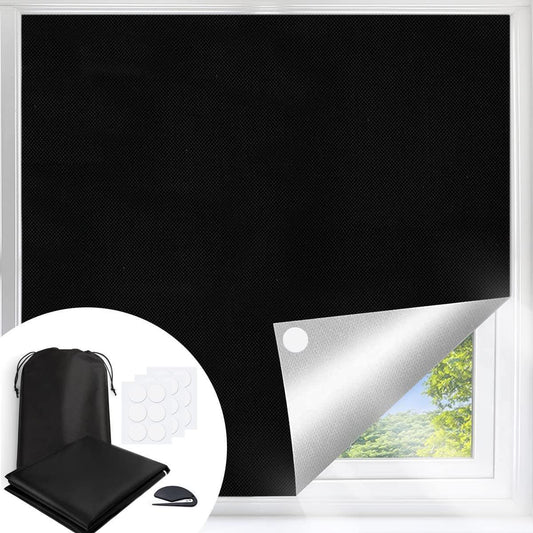 Portable 100% Blackout Blind (145 x 250 cm) with Nano Tape – Stick-On Blackout Curtains for Windows, Bedrooms, Nurseries, Travel, RVs, and More – Fits Any Window Size or Shape - Natural Sleep