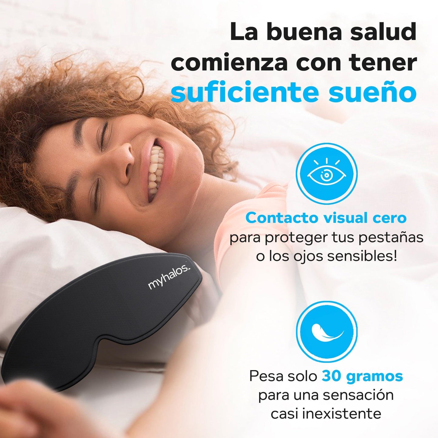 MyHalos Mask Antifaz para Dormir – Antifaz para Dormir Mujer y Hombre Modelo 2022 – Antifaz para Dormir Ojos Sin Presión – Antifaz Dormir con Bolsa de Almacenamiento - Viajes, Yoga, Vendaje de Ojos - Natural Sleep