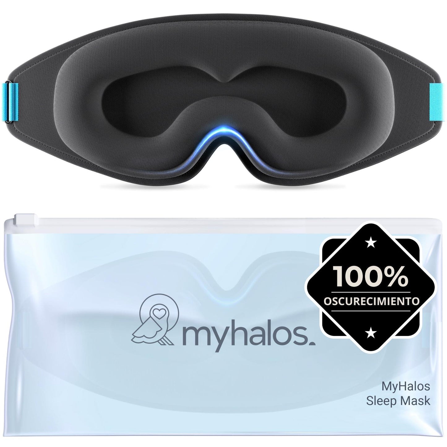 MyHalos Mask Antifaz para Dormir – Antifaz para Dormir Mujer y Hombre Modelo 2022 – Antifaz para Dormir Ojos Sin Presión – Antifaz Dormir con Bolsa de Almacenamiento - Viajes, Yoga, Vendaje de Ojos - Natural Sleep