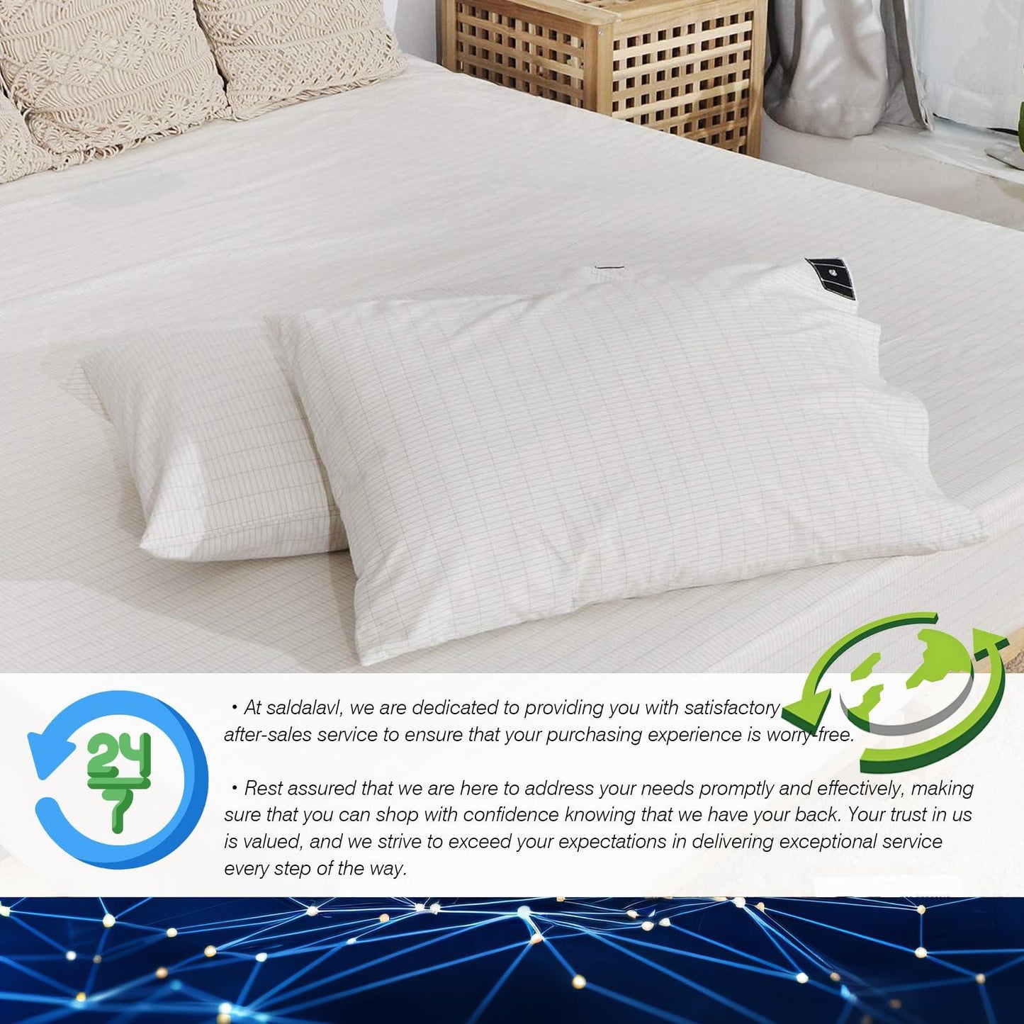 Grounding Sheets King Conductive Grounding Mat for Bed with 15ft Grounding Cord Improve Sleep Reduce Stress Natural Wellenss for Senior with Poor Sleep Quality (76x80in) - NaturalSleep.shop