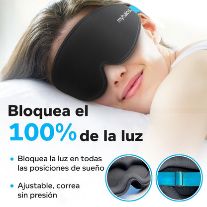 MyHalos Mask Antifaz para Dormir – Antifaz para Dormir Mujer y Hombre Modelo 2022 – Antifaz para Dormir Ojos Sin Presión – Antifaz Dormir con Bolsa de Almacenamiento - Viajes, Yoga, Vendaje de Ojos - Natural Sleep