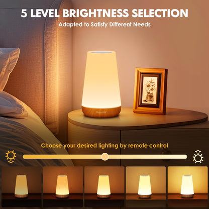 Auxmir Night Light, LED Touch Bedside Table Lamp, Remote Control Dimmable Light with RGB Color Changing, USB Rechargeable, Portable Lamp for Children, Kids, Bedroom, Living Room, Camping - Natural Sleep