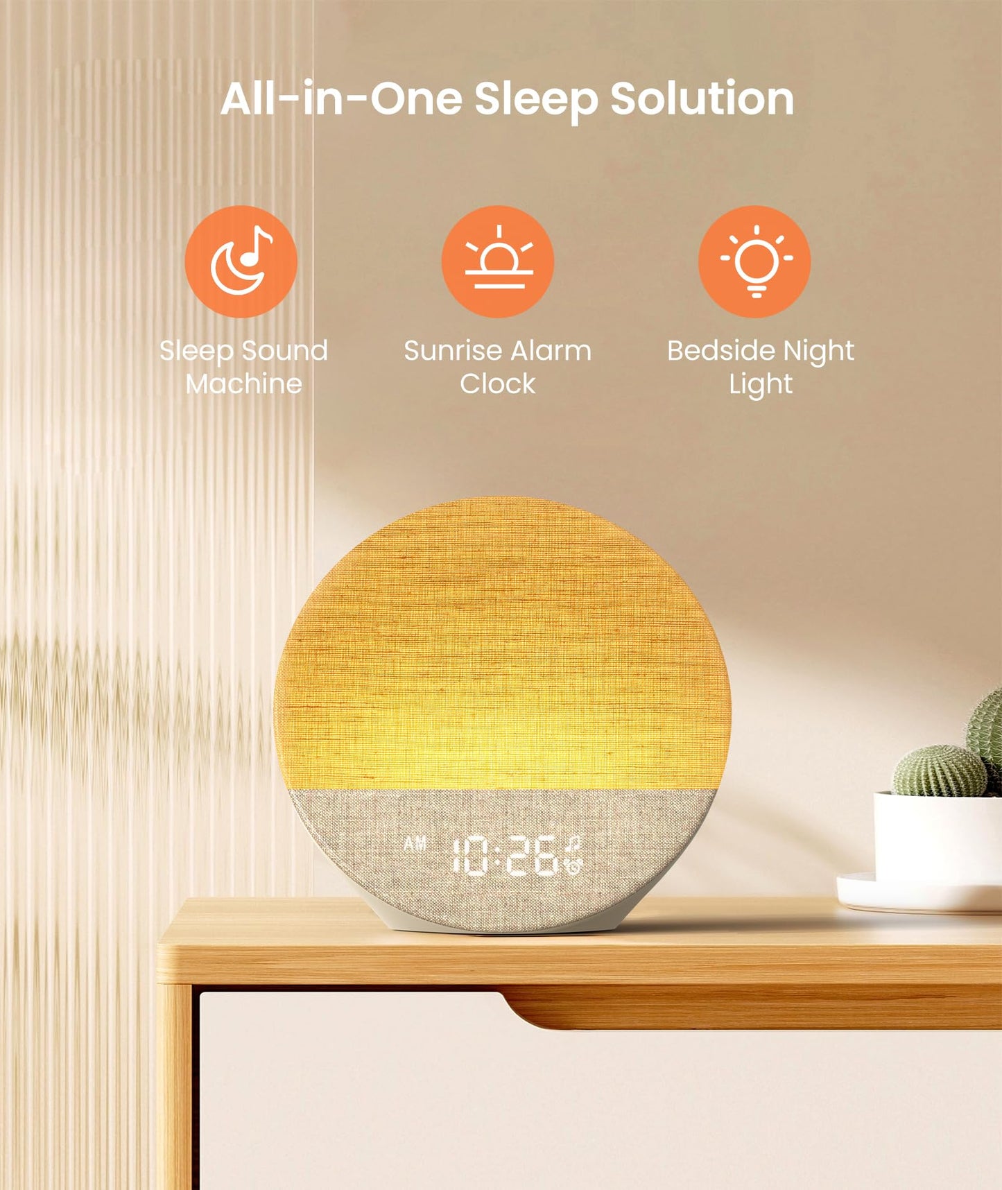 Dreamegg Sunrise 1 - Sunrise Alarm Clock, White Noise Machine with 29 Sounds, Wake Up Light Alarm Clock with 5 Wake up Sounds, 9 Dimmable Night Lights, Snooze, Customizable Sleep Routines for Adults - Natural Sleep