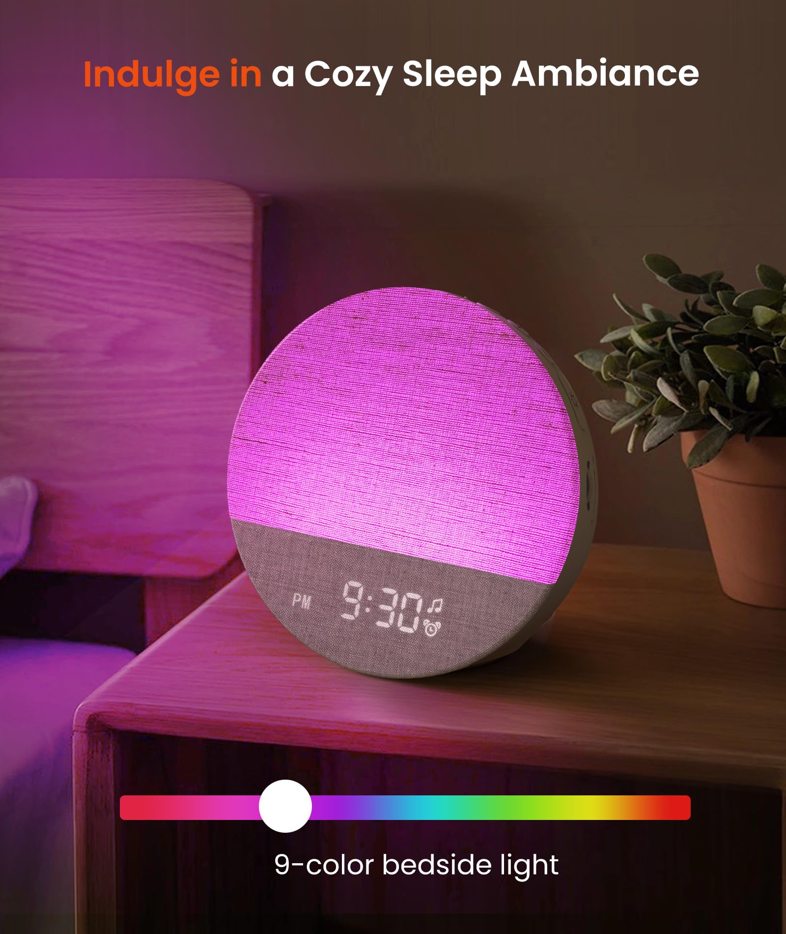 Dreamegg Sunrise 1 - Sunrise Alarm Clock, White Noise Machine with 29 Sounds, Wake Up Light Alarm Clock with 5 Wake up Sounds, 9 Dimmable Night Lights, Snooze, Customizable Sleep Routines for Adults - Natural Sleep