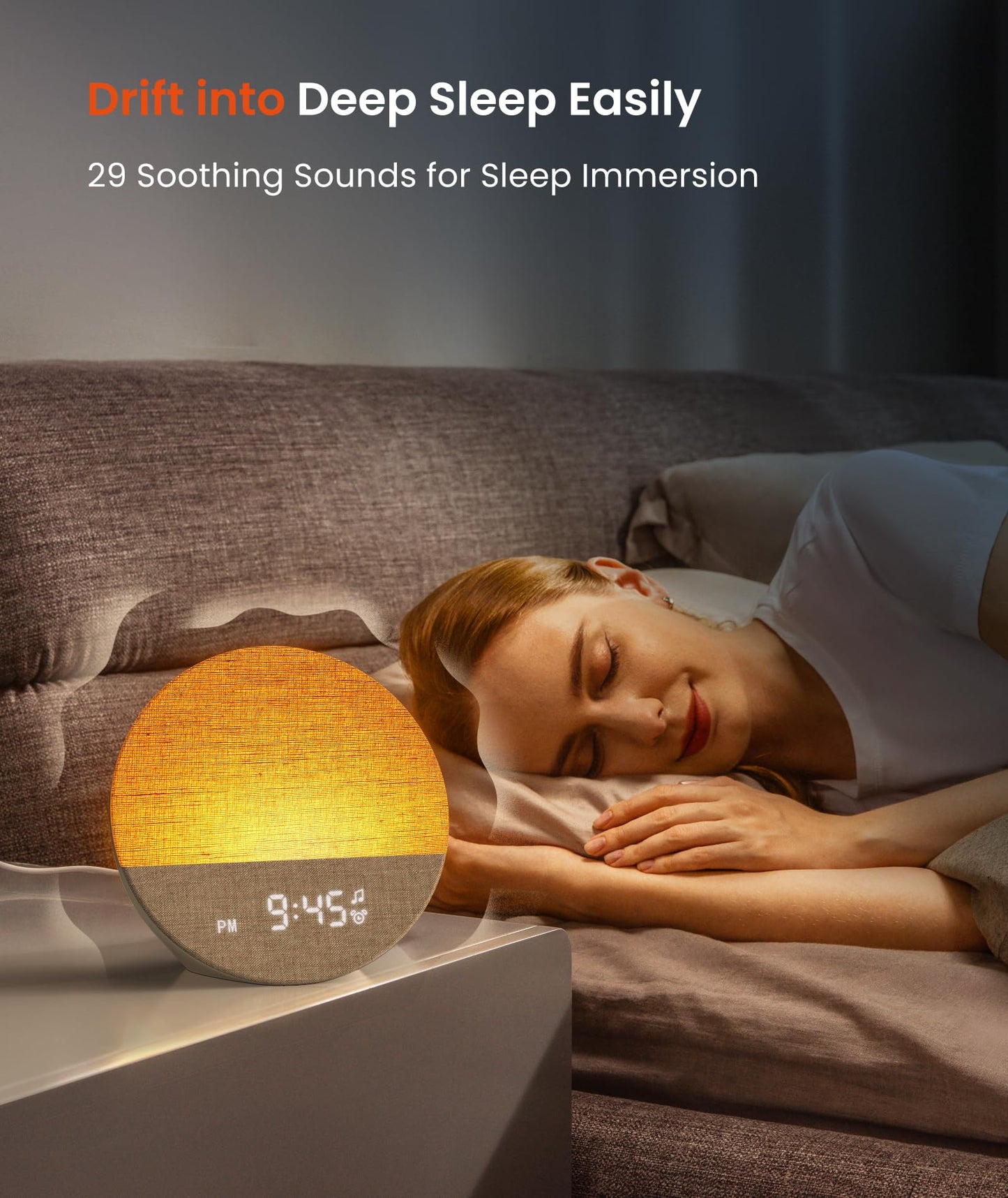 Dreamegg Sunrise 1 - Sunrise Alarm Clock, White Noise Machine with 29 Sounds, Wake Up Light Alarm Clock with 5 Wake up Sounds, 9 Dimmable Night Lights, Snooze, Customizable Sleep Routines for Adults - Natural Sleep