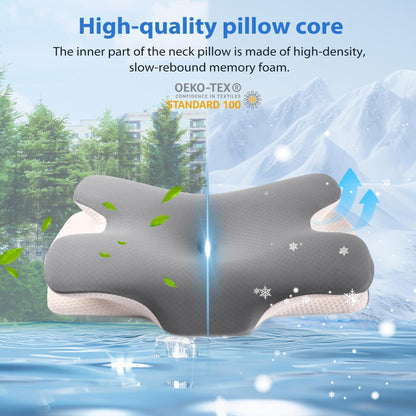 MULISOFT Memory foam pillow, comfortable pillow, supportive neck pillow, ergonomic side sleeper pillow (GREY) - Natural Sleep