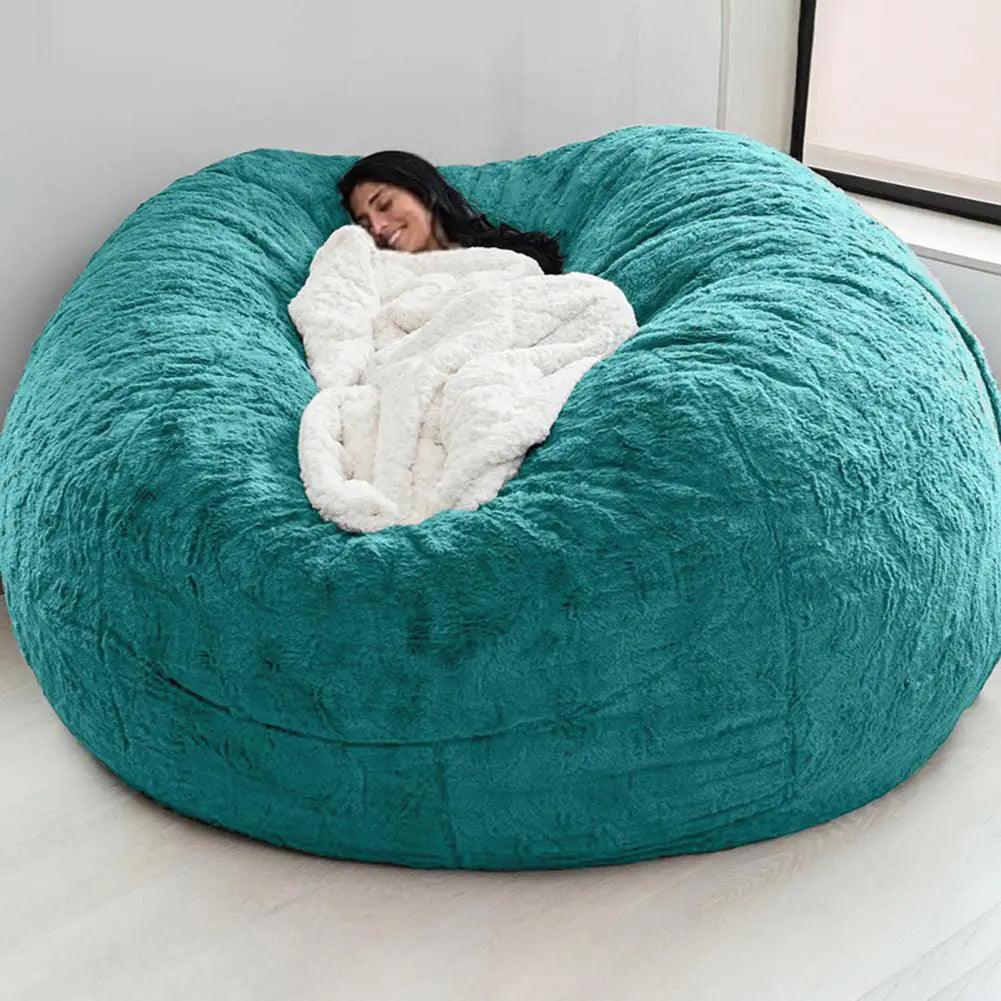 Giant Fluffy Fur Bean Bag - Natural Sleep - Natural Sleep