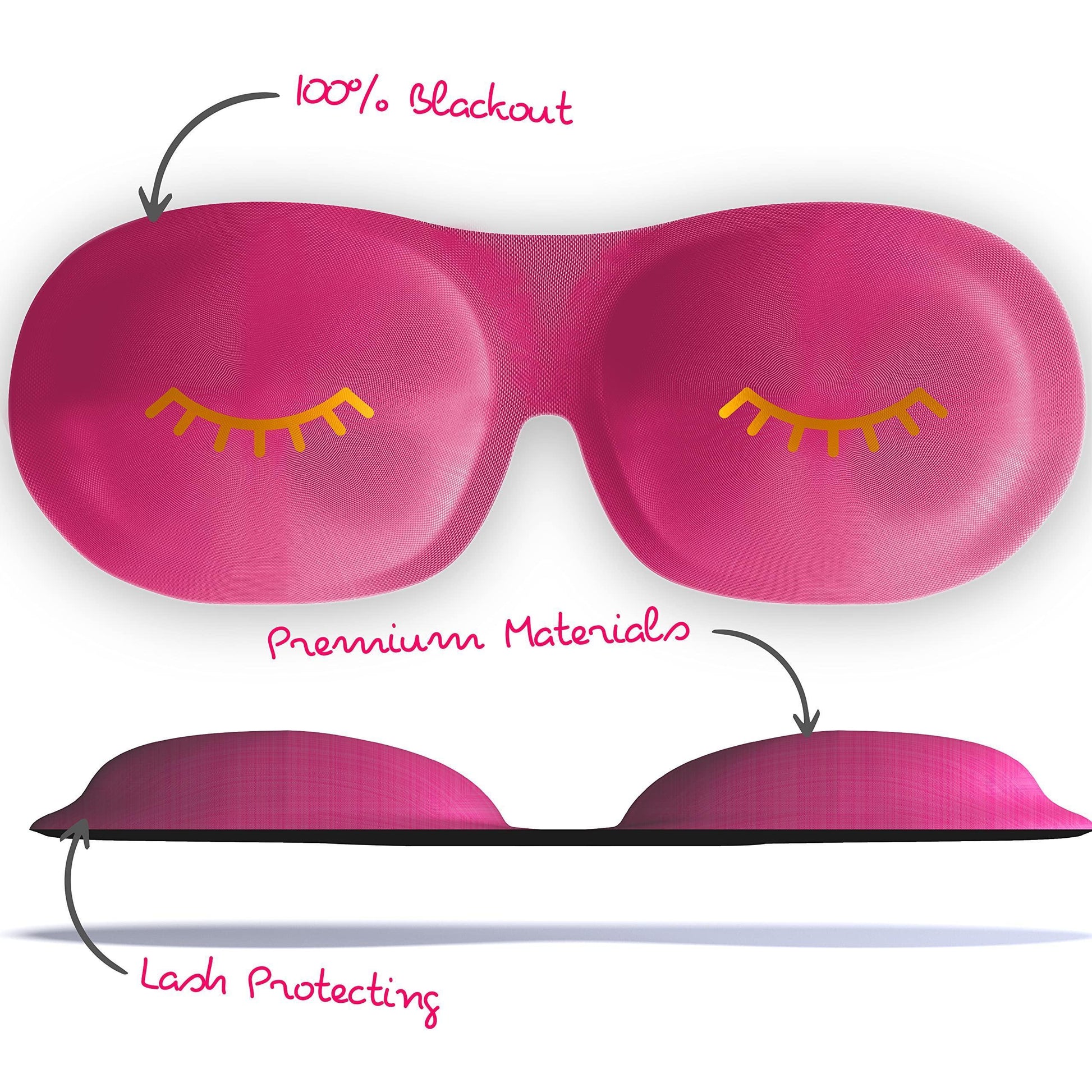 SMUG 100% Blackout Sleep & Eye Mask | Eyelash Extension Friendly | Eye Masks for Sleeping | Sleep Masks for Women & Men | Straps for Dream Comfort & Adjustability | Pink Wink - Natural Sleep