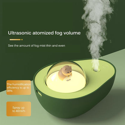 Avocado Mini Spray Humidifier with USB Charging & Night Light - Portable Mist Sprayer for Home & Car - Natural Sleep