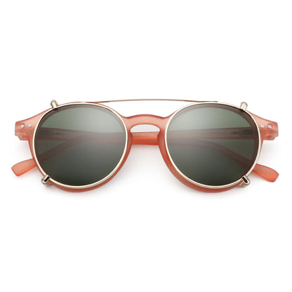 ZENOTTIC-Steampunk Style Clip On Sunglasses for Men Women Anti Blue Light Glasses+Polarized Clip Fashion/Retro Computer Eyewear - NaturalSleep.shop