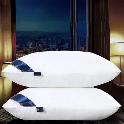 100% Cotton Pillow Bedroom Bed Sleep Cervical Pillow Middle-high Pillow Core Frosted Thickened Machine Wash Quilt Cover White - Natural Sleep