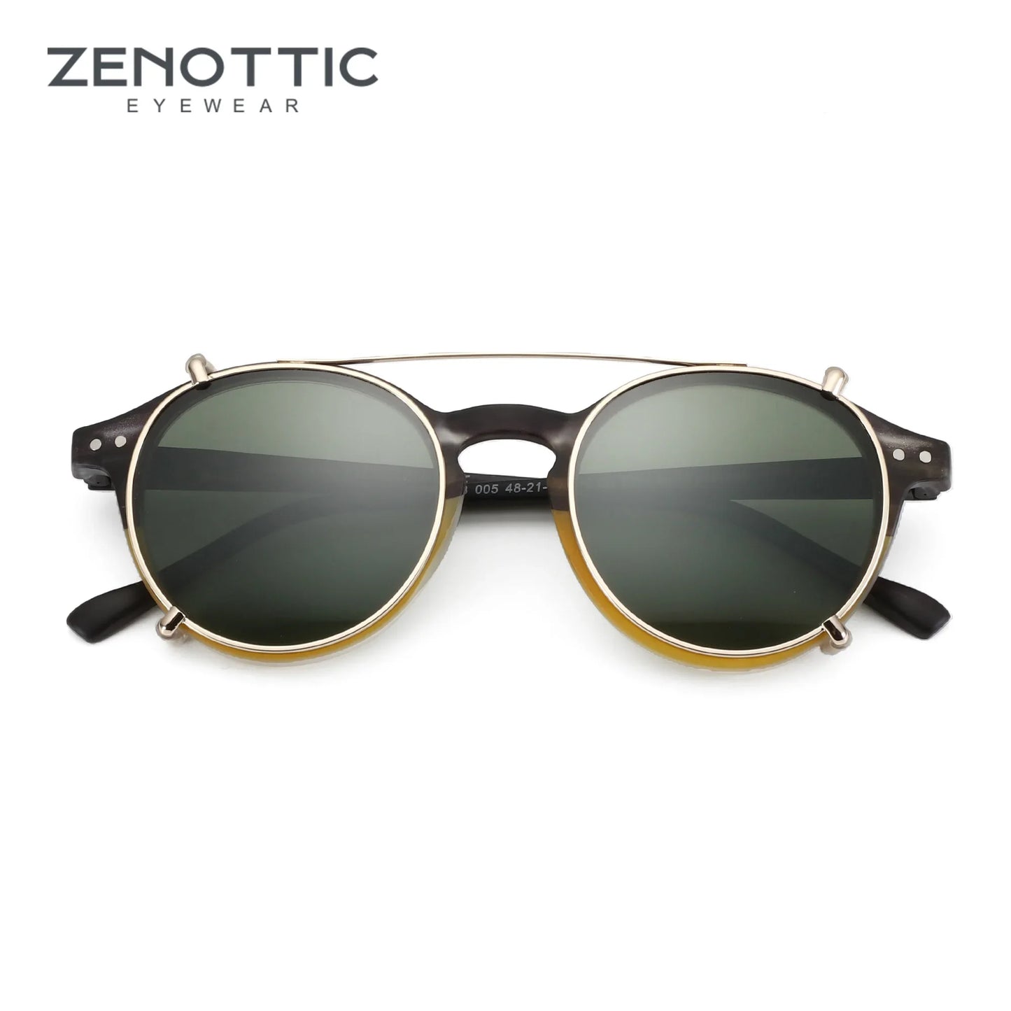 ZENOTTIC-Steampunk Style Clip On Sunglasses for Men Women Anti Blue Light Glasses+Polarized Clip Fashion/Retro Computer Eyewear - NaturalSleep.shop