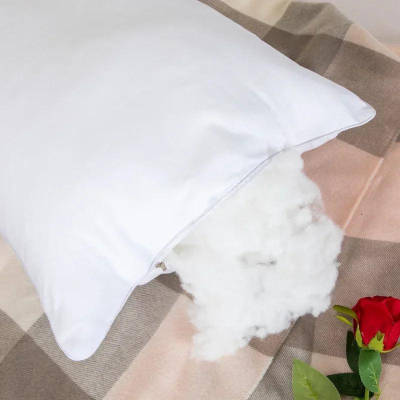 100% Cotton Pillow Bedroom Bed Sleep Cervical Pillow Middle-high Pillow Core Frosted Thickened Machine Wash Quilt Cover White - Natural Sleep