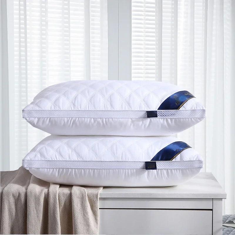 100% Cotton Pillow Bedroom Bed Sleep Cervical Pillow Middle-high Pillow Core Frosted Thickened Machine Wash Quilt Cover White - Natural Sleep