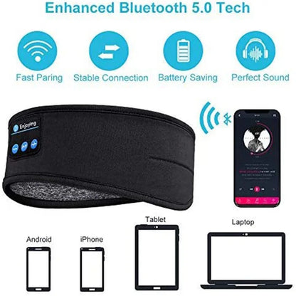 Wireless Bluetooth 5.0 Earphone Sleeping Band Music Headphones Soft Elastic Comfortable Eye Mask Sleep Headset for Side Sleeper - NaturalSleep.shop