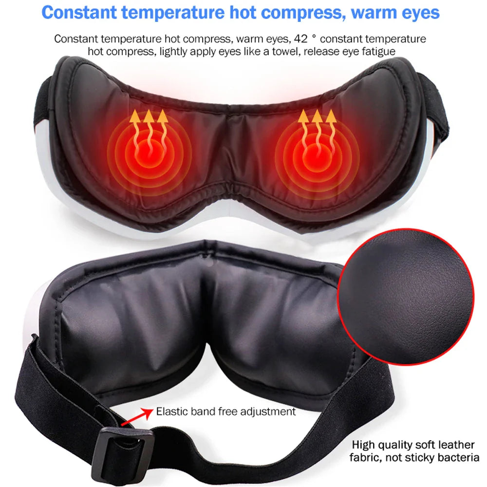6D Smart Vibration Eye Massager Hot Airbag Compress Bluetooth Music Eye Massage Sleep Mask Eye Relax Fatigue Eye Care Instrument - NaturalSleep.shop