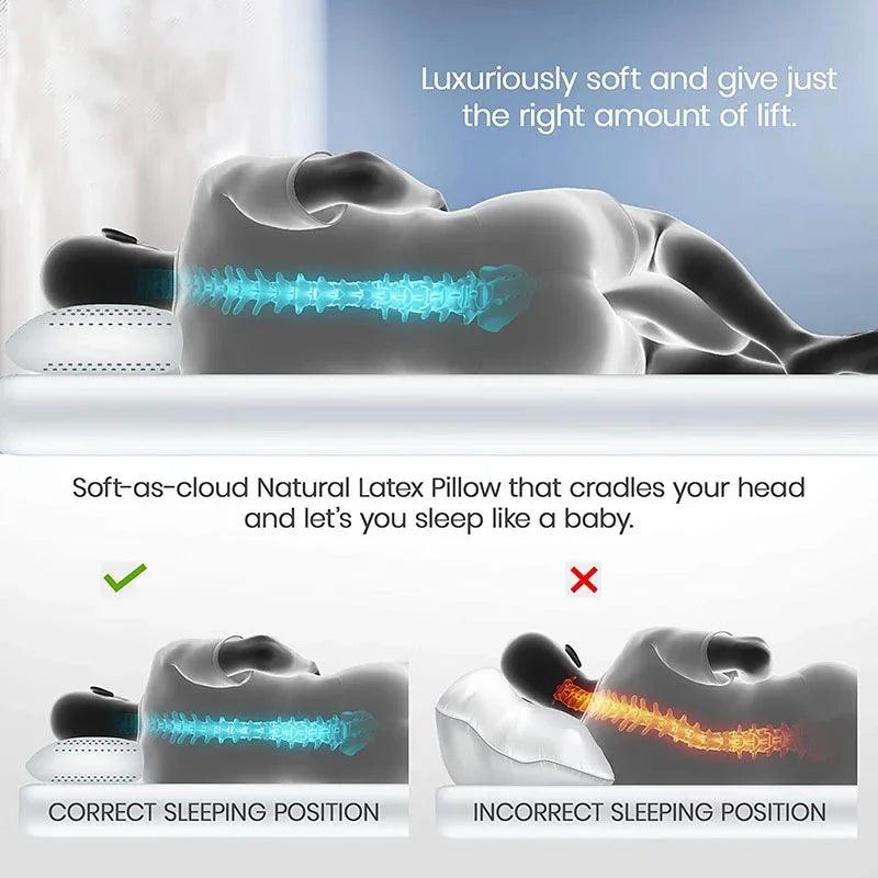 Comfortable Pure Natural Latex Pillow – Neck Pain Relief, Orthopedic Support for Side & Back Sleep, Cervical Health Care Cushion - Natural Sleep