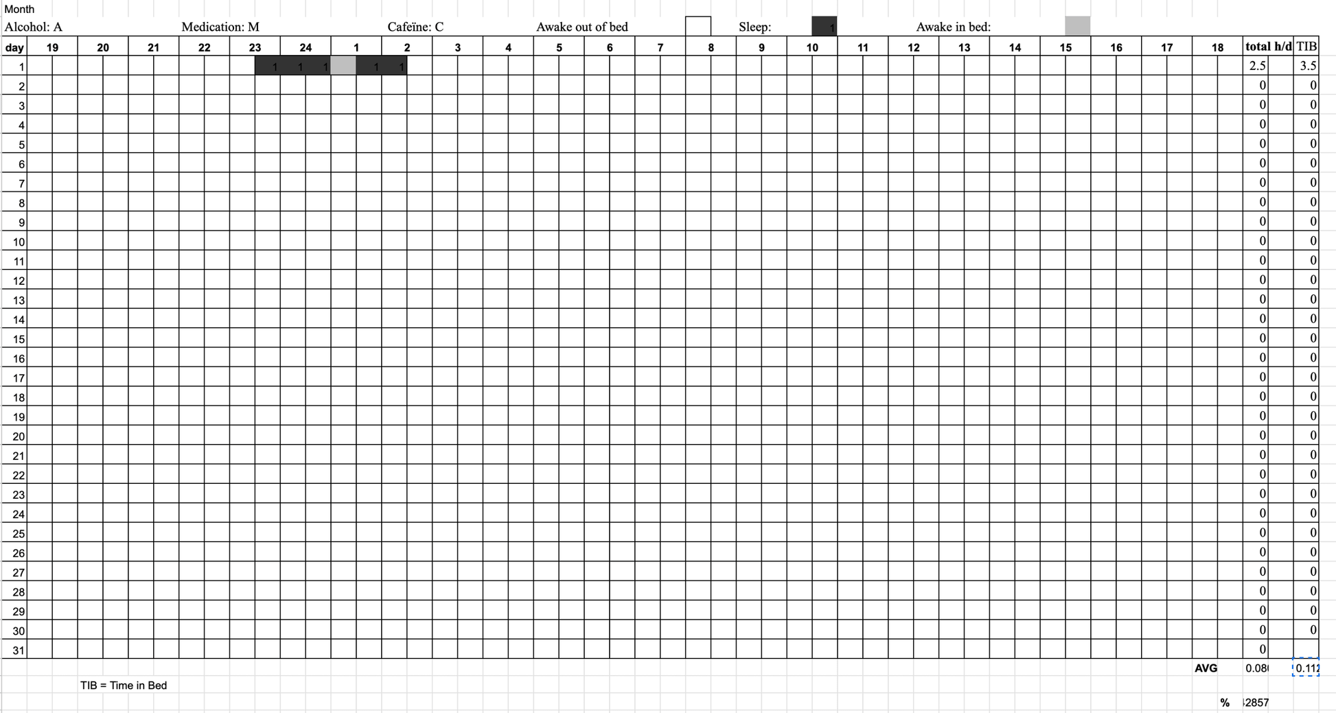 Sleep Diary in Digital Format - Monthly tracker - Natural Sleep