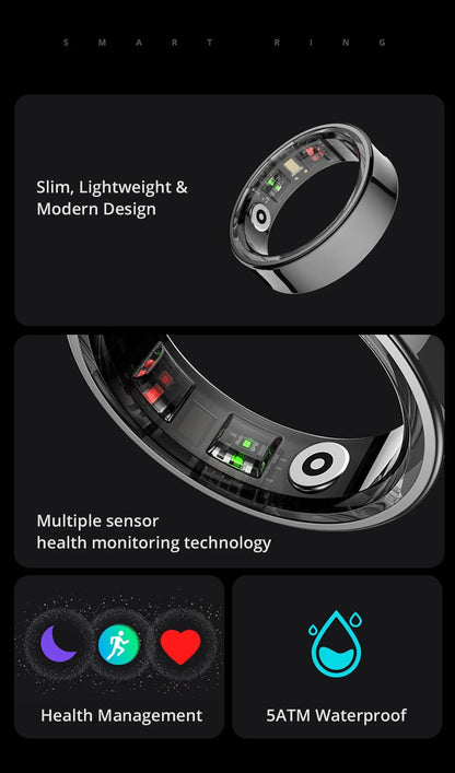 COLMI R09 Smart Ring, Heart Rate Blood Oxygen Monitoring, 5ATM & IP68 Waterproof For Android iOS - NaturalSleep.shop