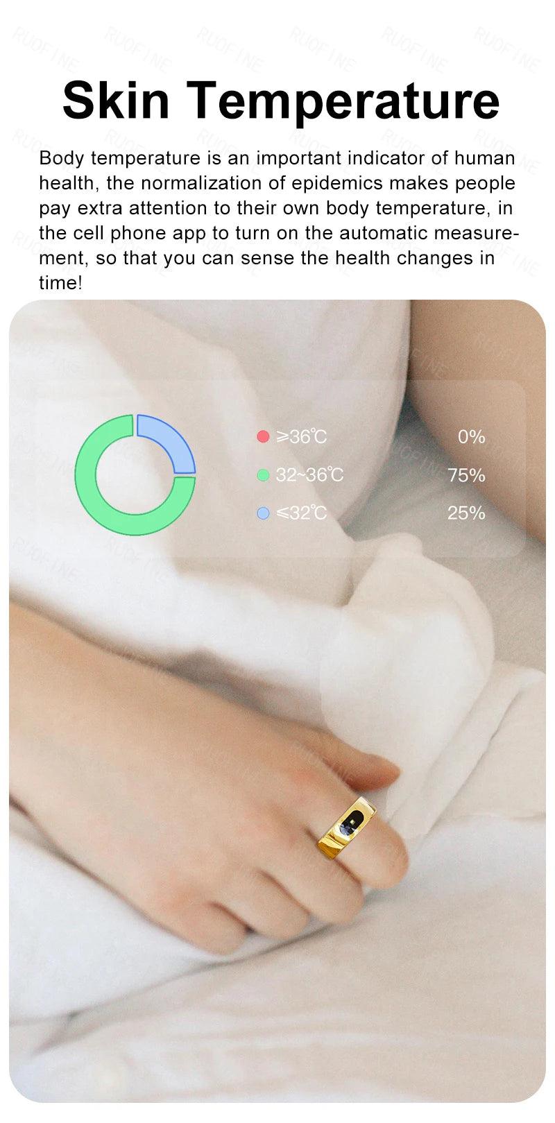 Qring Smart Ring R08 Women's Men Remote Control Electronic Swimming Blood Pressure Monitor Temperature Sleep Tracker Android IOS - NaturalSleep.shop