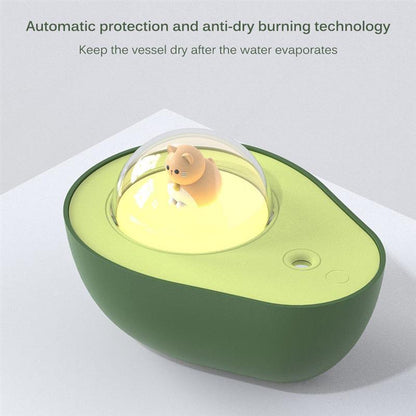 Avocado Mini Spray Humidifier with USB Charging & Night Light - Portable Mist Sprayer for Home & Car - Natural Sleep