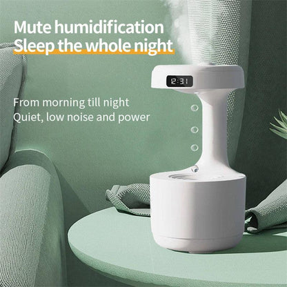 Anti-Gravity Humidifier with Clock & Water Drop Backflow Aroma Diffuser – Large Capacity, Silent Heavy Fog for Bedroom & Office - Natural Sleep