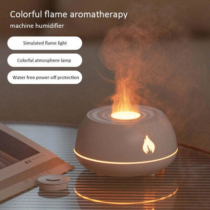 Flame Humidifier Aromatherapy Diffuser 7 Colors Light Home Air Humidifier 130ML USB Room Fragrance Essential Oil Diffuser - Natural Sleep