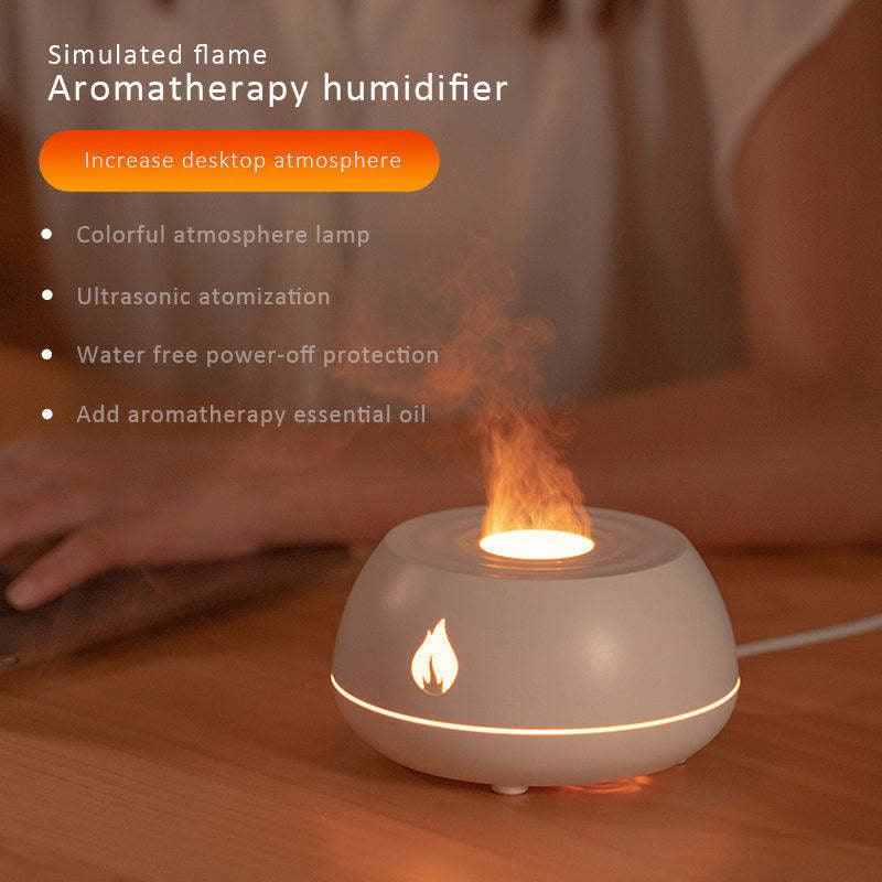 Flame Humidifier Aromatherapy Diffuser 7 Colors Light Home Air Humidifier 130ML USB Room Fragrance Essential Oil Diffuser - Natural Sleep