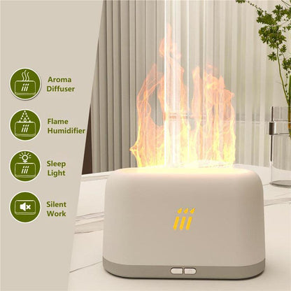 Flame Aroma Diffuser Air Humidifier Ultrasonic Cool Mist Maker Fogger Led Essential Oil Flame Lamp Difusor - Natural Sleep