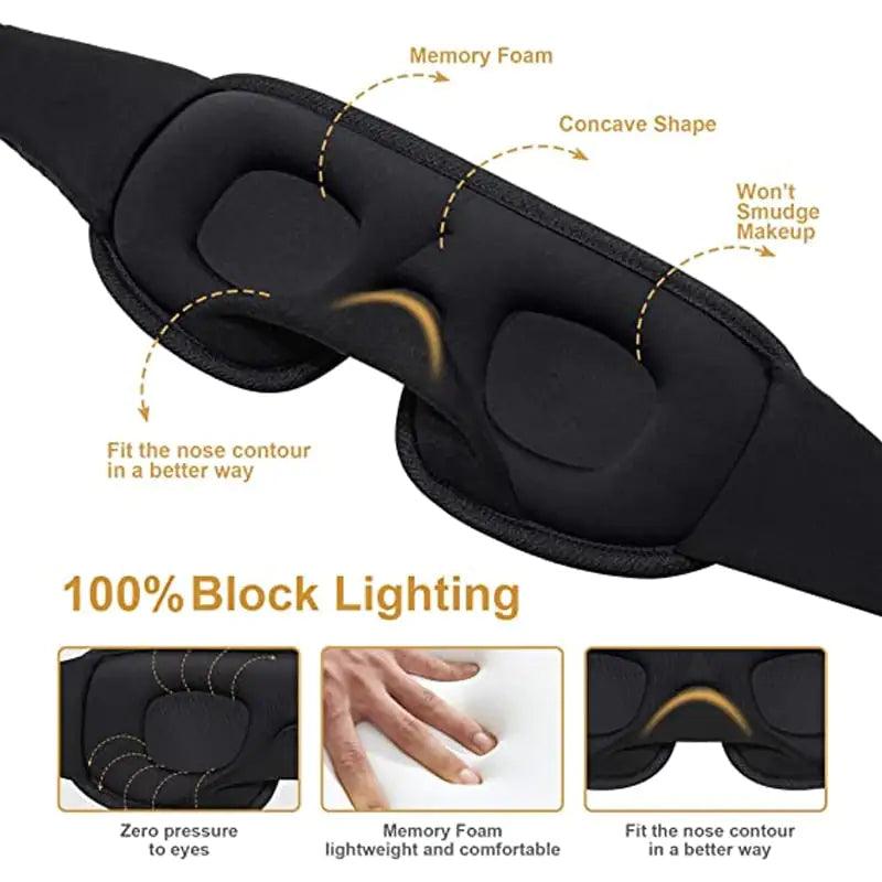 3D Sleeping Mask Block Out Light Sleep Mask - Natural Sleep