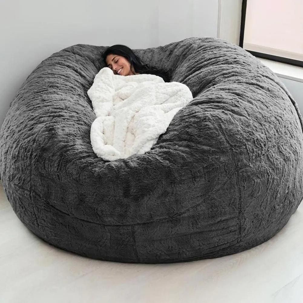 Giant Fluffy Fur Bean Bag - Natural Sleep - Natural Sleep